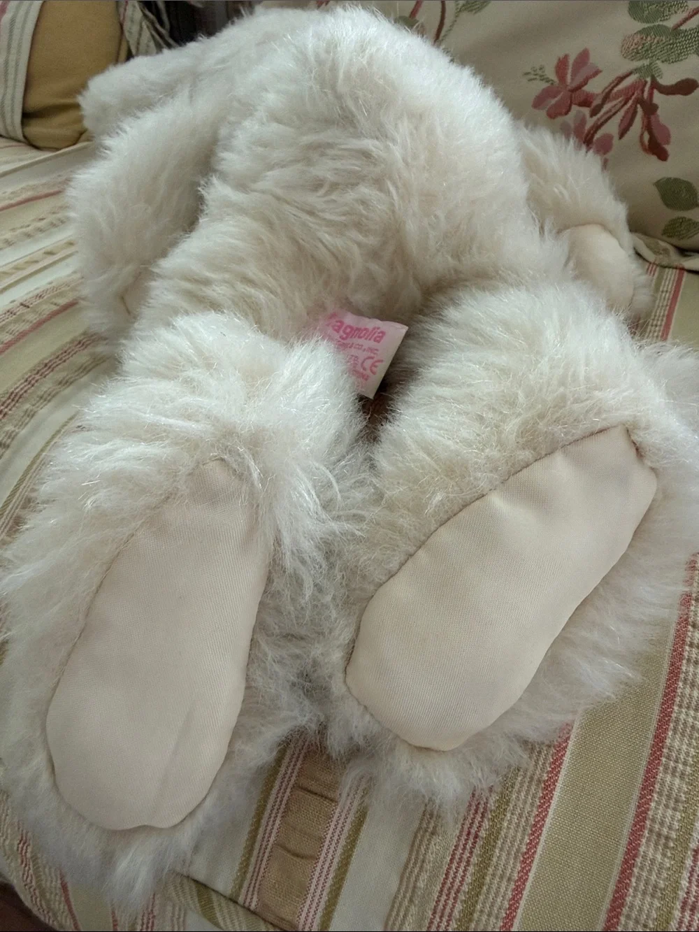 Russ Berrie MAGNOLIA Plush Stuffed Animal Cream Bunny Rabbit with Ribbon Accent